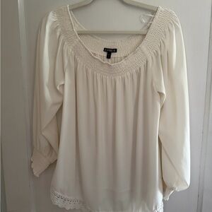 Express Ivory Smocked Blouse